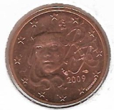  Obehová minca Francúzsko 2c 2009
