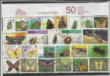 50 rôznych známok Chrobáky a motýle