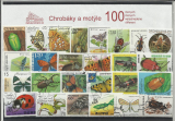 100 rôznych poštových známok Chrobáky a motýle