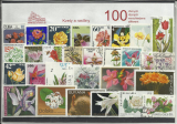 100 rôznych poštových známok kvety a rastliny