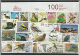 100 rôznych poštových známok Vtáci
