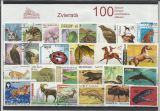 100 rôznych poštových známok Zvieratá