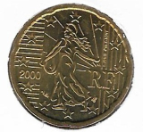  Obehová minca Francúzsko 20c 2000
