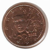  Obehová minca Francúzsko 2c 2002