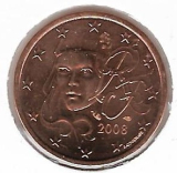  Obehová minca Francúzsko 5c 2008