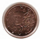  Obehová minca Francúzsko 1c 2014