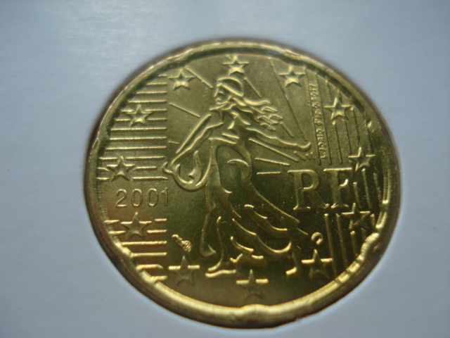  Obehová minca Francúzsko 20c 2001