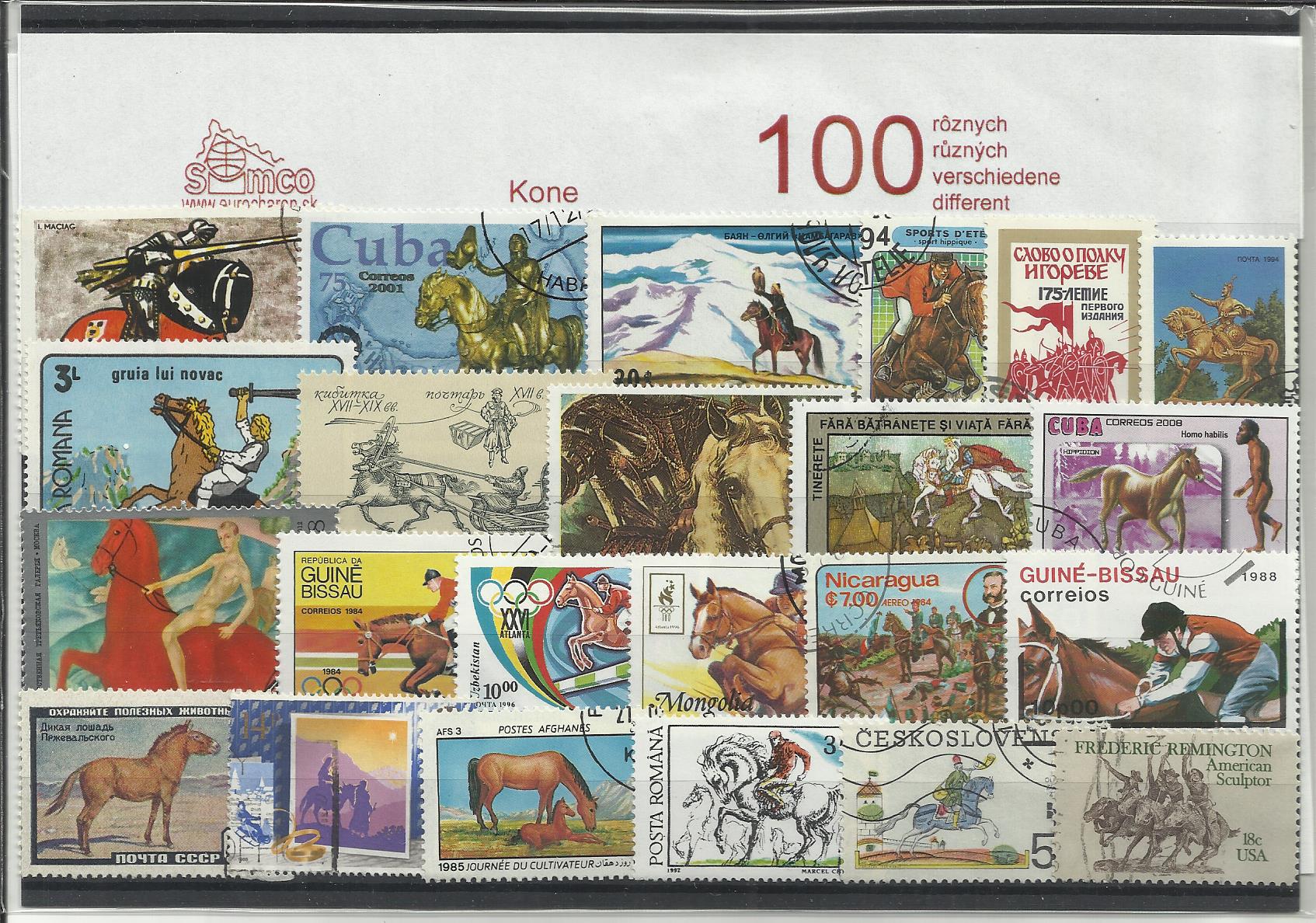 100 rôznych poštových  známok Kone