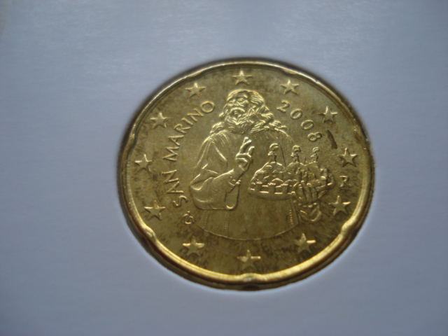 Obehová 20c minca San Maríno 2008
