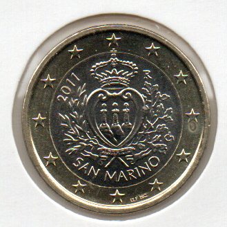 Obehová 1€ minca San Maríno 2011