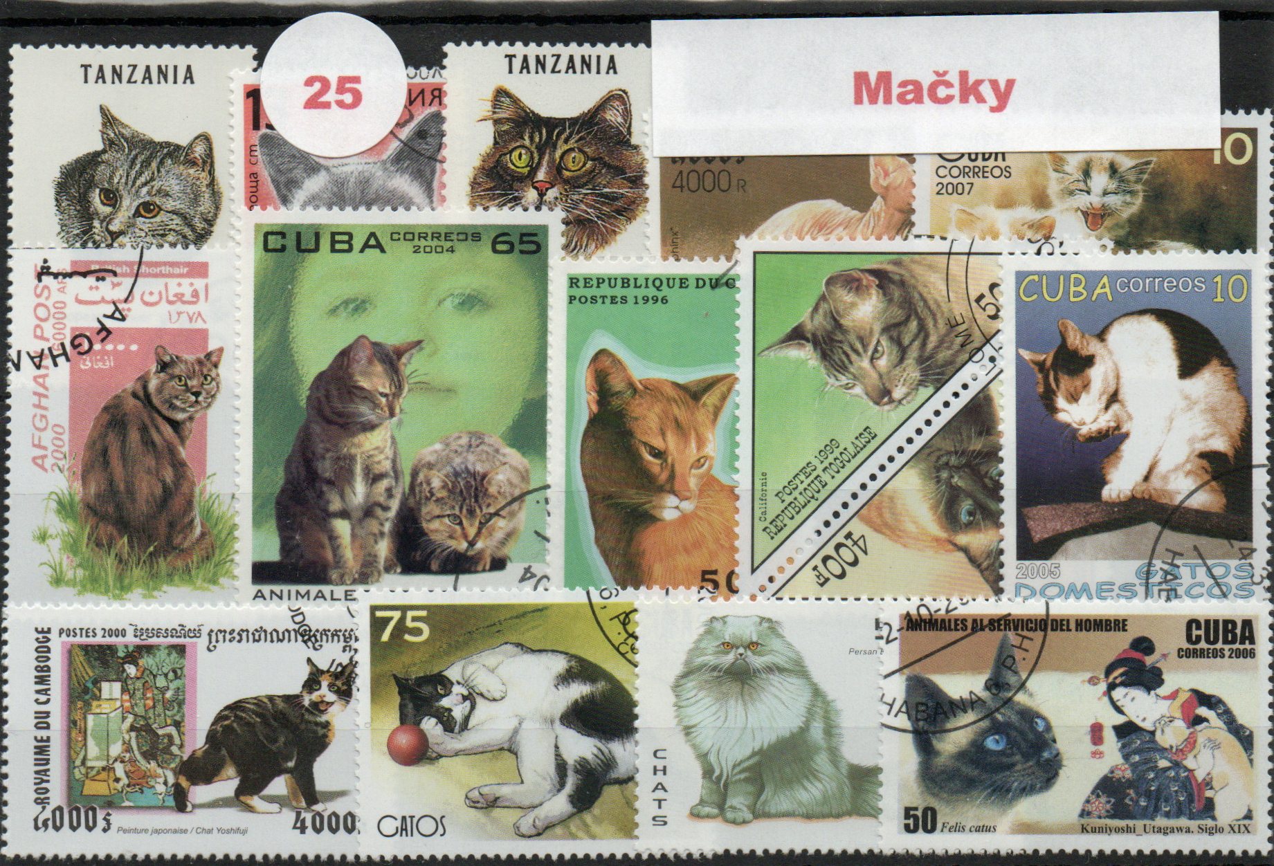 25 rôznych známok mačky